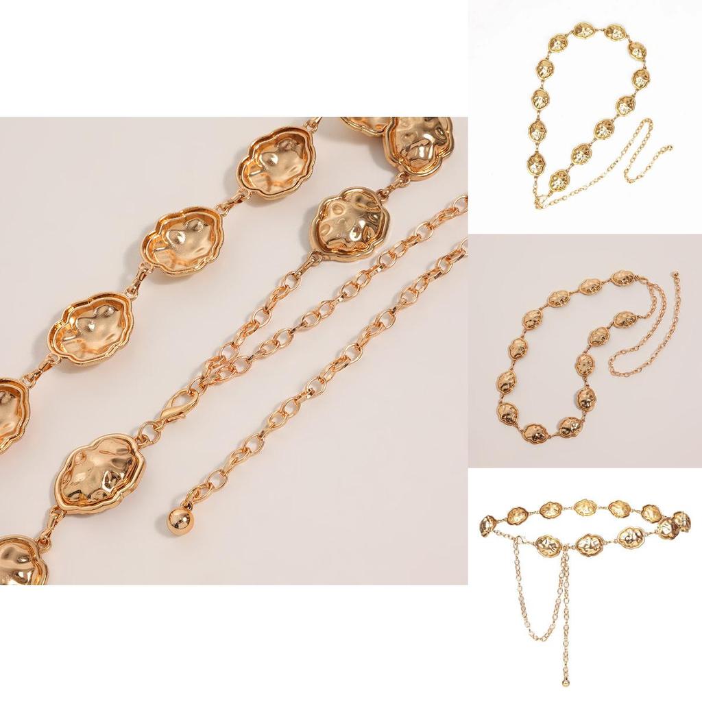 Metal Cloud Waist Chain For Women With Retro Engraving And Geometric Elements Spring