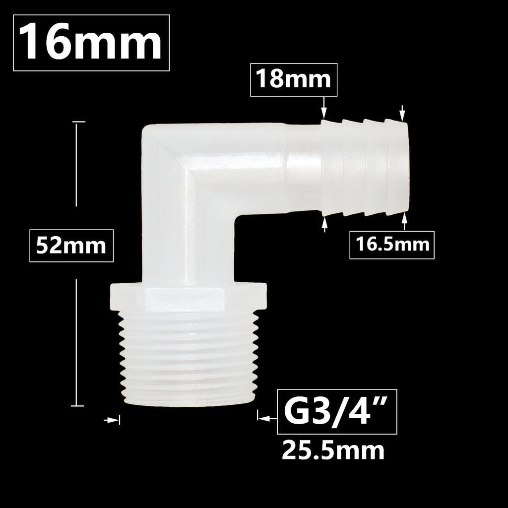 6/8/10/12/14/16/18/20mm Hose Elbow Connector To 1I2 3/4 Inch Male Thread 90 Degrees Barb Fittings Irrigation System Pipe Coupler