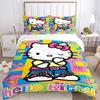 3pcs Hello Kitty In a Playful Pose Pattern Bedding Three-Piece Set (1 Cover + 2 Pillowcases, No Fillings),  Soft and Comfortable S038