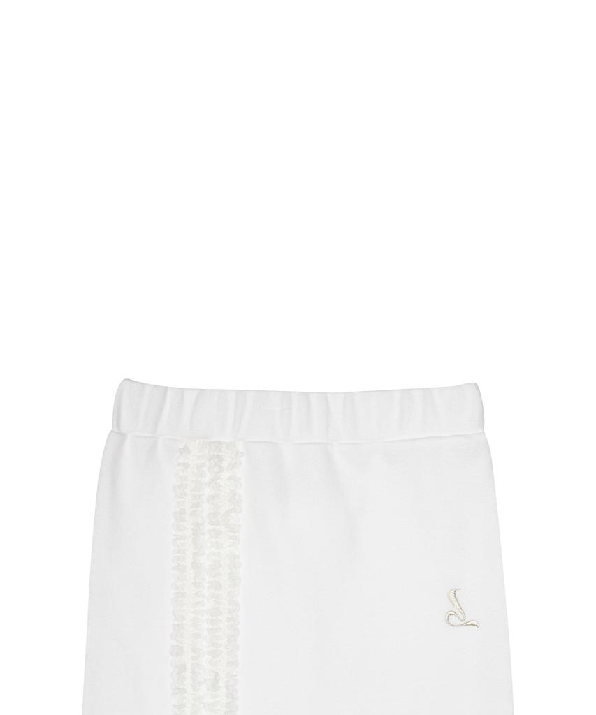 Love Is True Curved L Lace Midi Skirt(White)