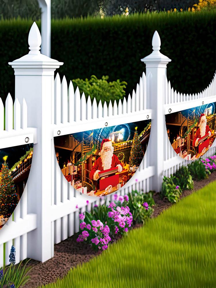 Xmas Bunting Flag Outdoor Hanging Fan Flag Half Round Xmas Decorative Flag for Door Home Decor