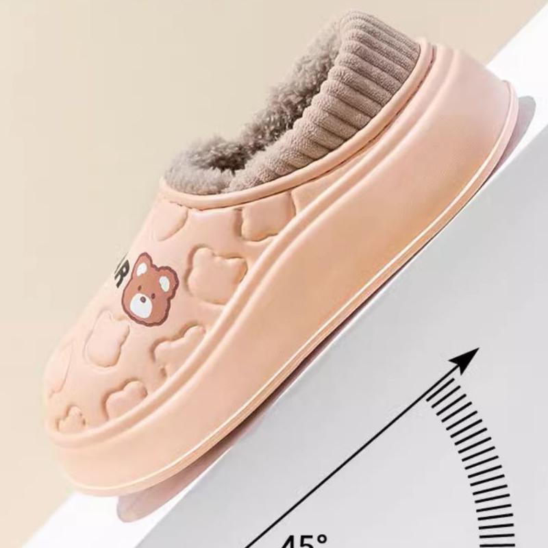 Fashion Litfun Plush Lining Women's Slippers Waterproof EVA Lightweight Slides Fluffy Indoor Slides Furry Warm Cozy Slippers For Women