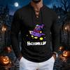 Men's Vintage Halloween Print Lace-Up Long Sleeve T-Shirt