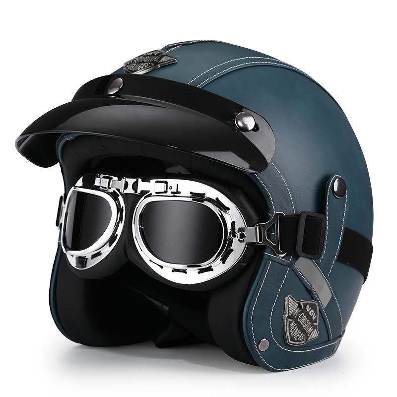 

Винтажный мотоциклетный шлем Harley 555-Кофейная кожаная кепка Серебряное зеркало Четыре сезона Круиз Мотоцикл Шлем три четверти XXL