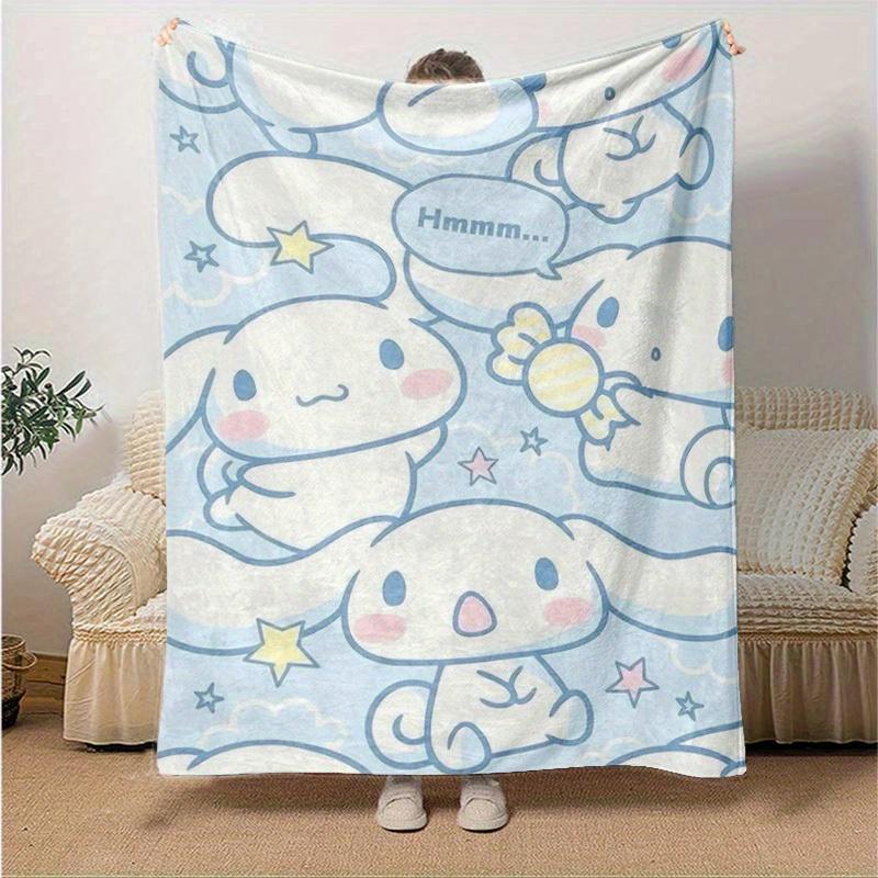 

1pc, Sanrio Adorable Bunny Home Decor Flannel Blanket: Perfect Gift for Bedroom, Living Room, Travel, Camping, Car, Beach, Office Nap, Ideal Sofa Thro 130x150cm