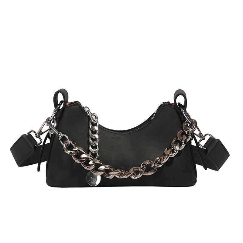 Denim portable small bag summer new simple casual crescent bag chain armpit bag