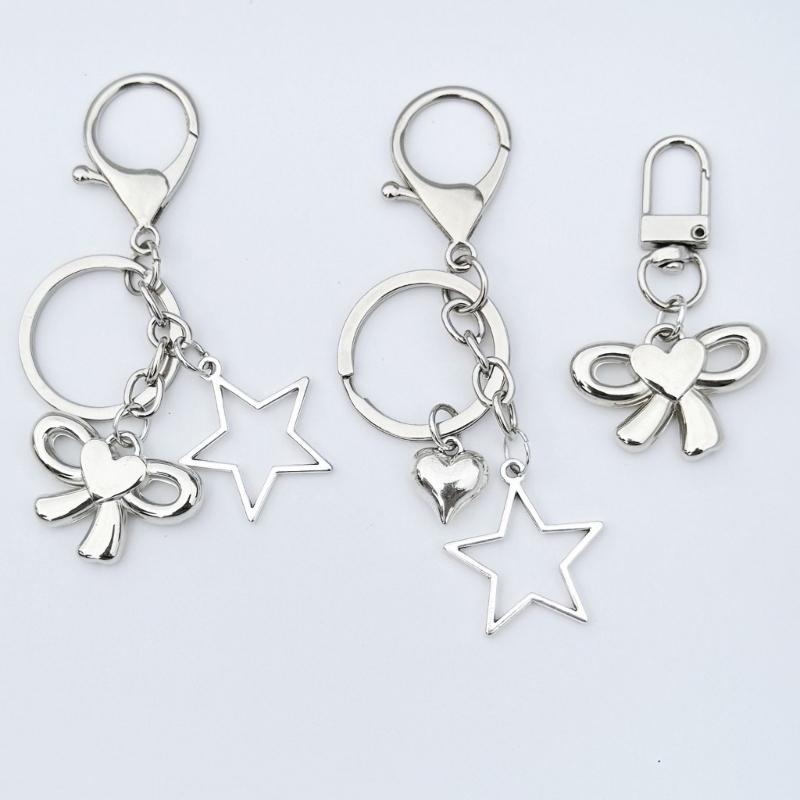 Bowknot/Heart/Star Pendant Pendant Keychain Stylish Keyring for Women Girls Bag Charm Elegant Purse Backpack Accessory