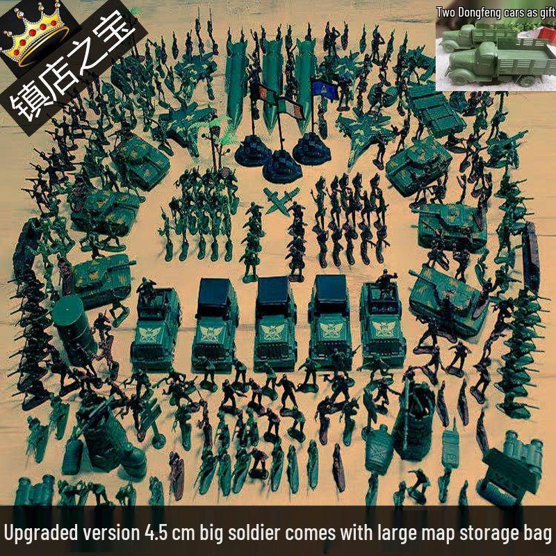 80s Nostalgic Toy Soldiers Sandbox Set: WWII Model Tank Battle for Kids