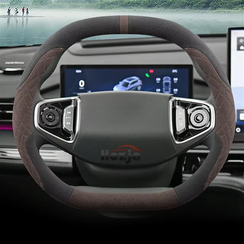 Suede Leather Car Steering Wheel Cover for Ford Tourneo Custom 2024 2025 Non-slip Car-styling Auto Accessories