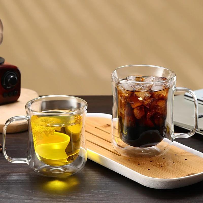 80-360ml Double Wall Glass Cup Transparent Anti-scald Heat Insulation Water Cup Home Breakfast Milk Juice Coffee Cup Glass Cups