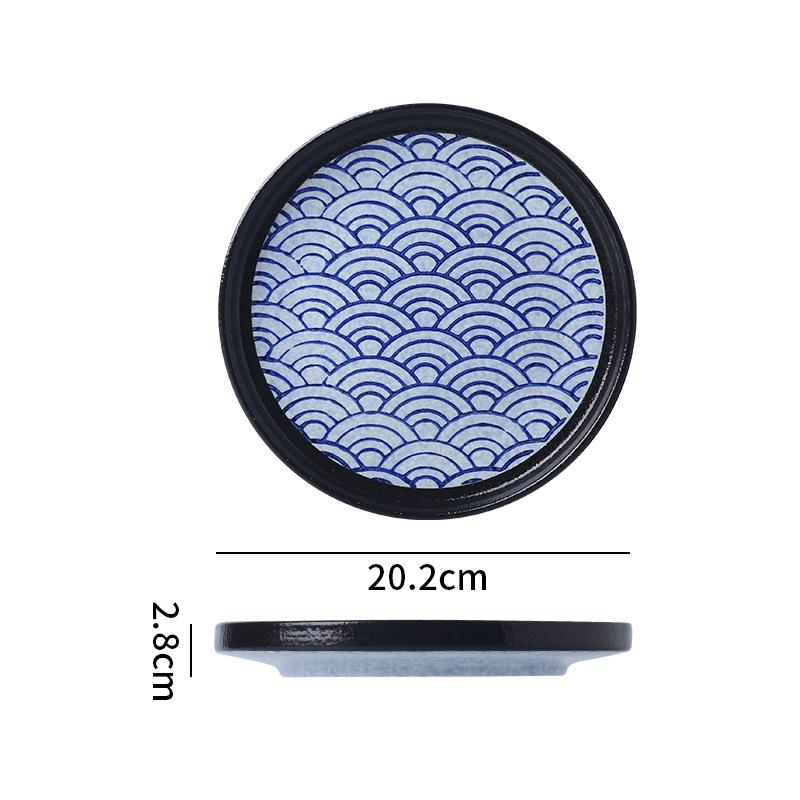 Japanese Classic Blue Pattern Tableware Hotel Style Western Food Plate Deep Plate Household High Value Shallow Plate Ceramic Disc