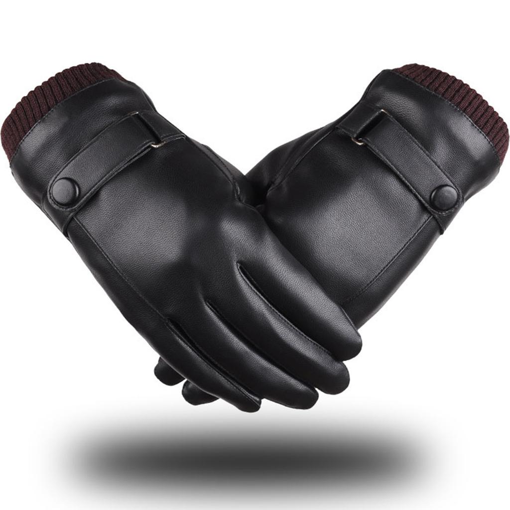 1 Pair Winter Gloves Touch Screen Leather Soft Padding for Outdoor Activities Running for Men Women
