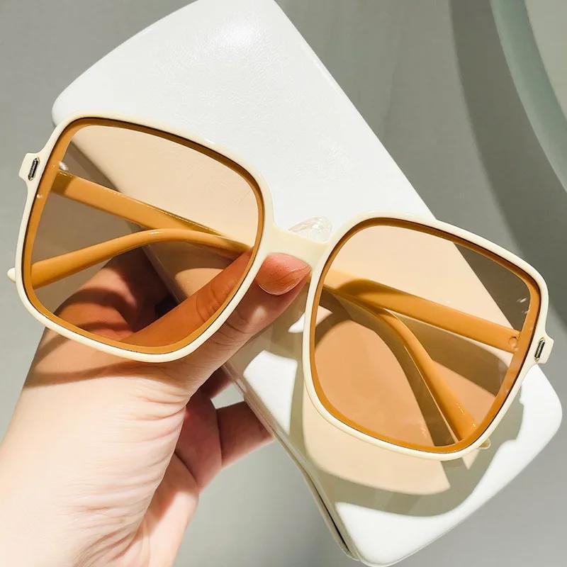 Fashion Men Women Fashion Gradient Sunglasses Outdoor Eye Protection Goggle Shades Eyewear New Trendy Large Square Frame Sun Glasses