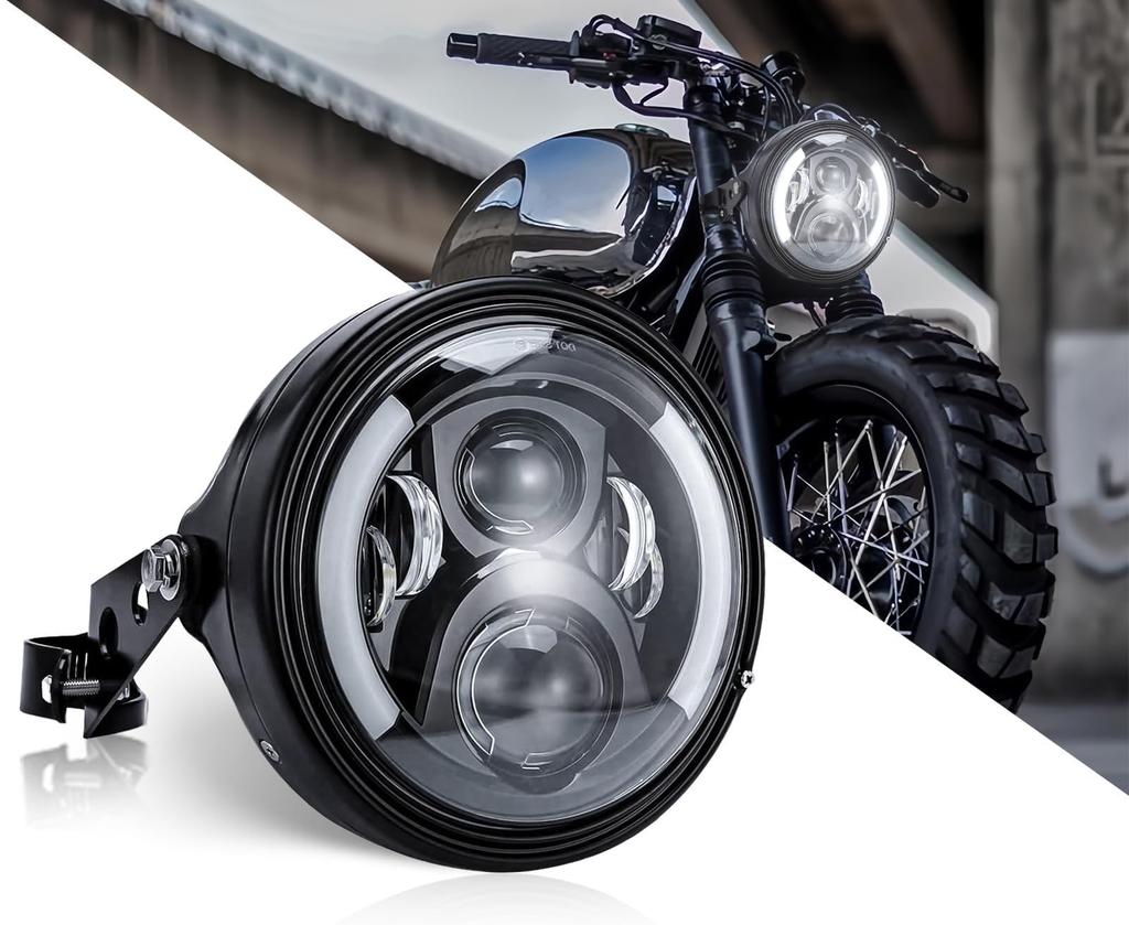 7 palcový LED světlomet s krytem, kompatibilní s inspekcí, LED bílá 6000K, vodotěsný IP67, vhodný pro Harley, kruh s blinkry, LED mlhovka s DRL