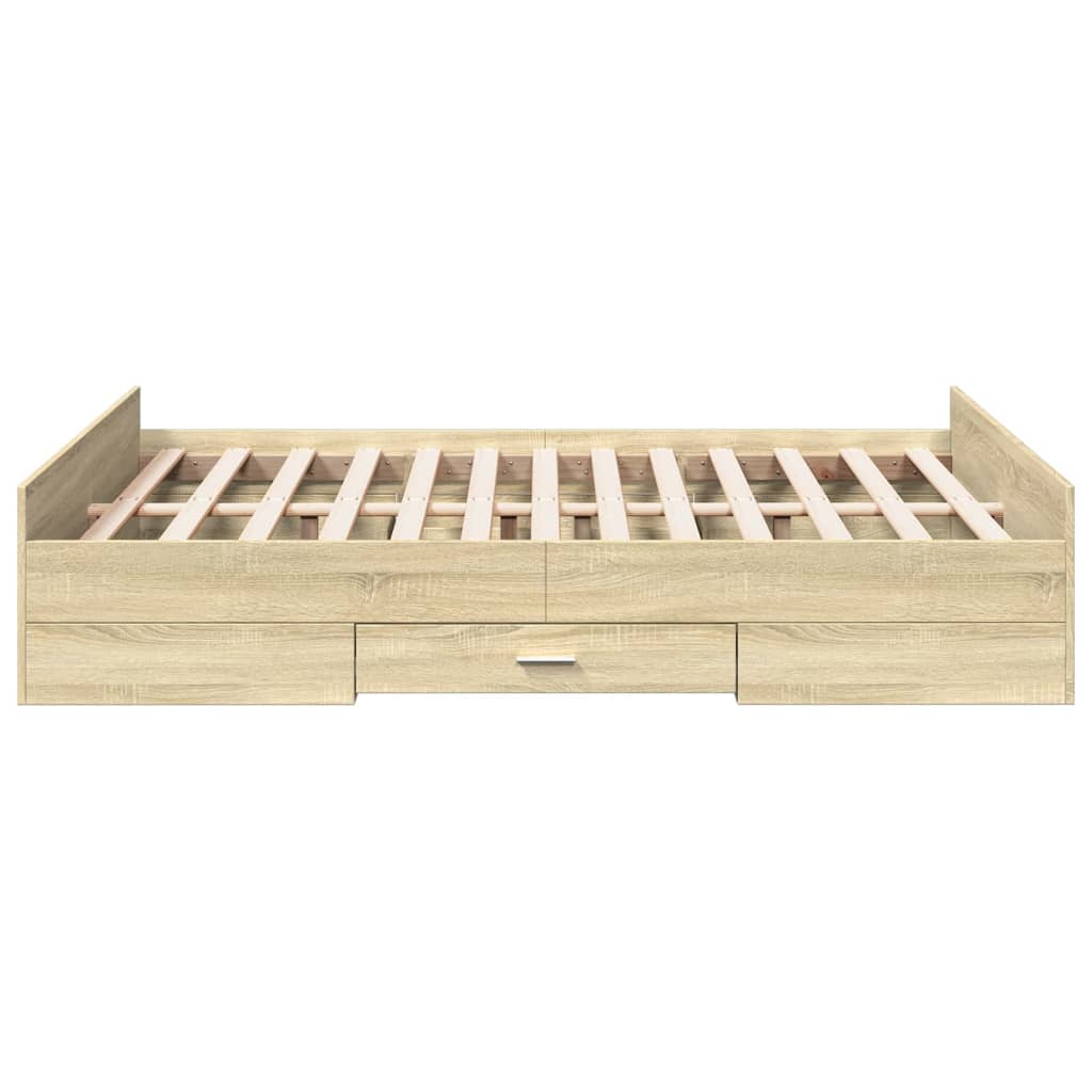Bed Frame with Drawers Sonoma Oak Finish 120x200 cm Particleboard