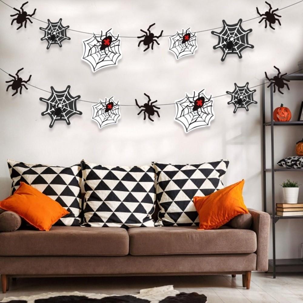 Black Halloween Spider Banner Scary Happy Halloween Decoration  Halloween Party