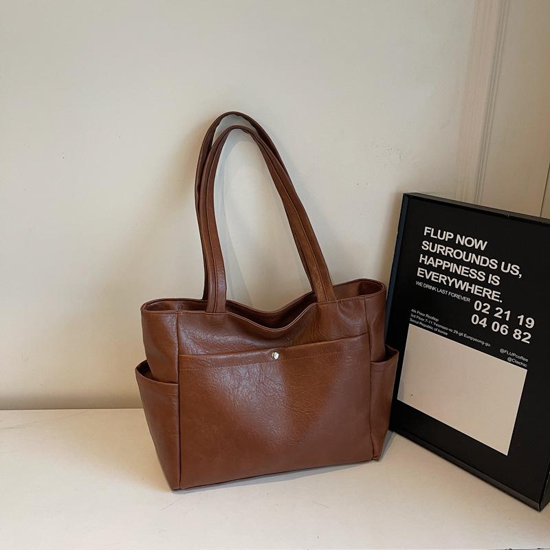 2025 summer new foreign temperament simple large-capacity tote bag fashion trend women's casual shoulder bag