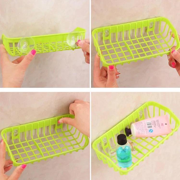 Wash Multifunctional Suction Cup Dishwashing Sponge Holder Hanging Storage Rack Drain Rack Sink Shelf Kitchen Accessories Tool