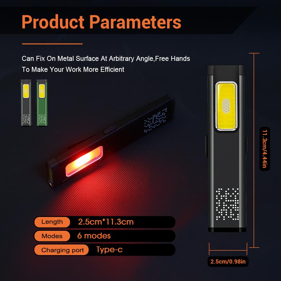 Powerful XPE Flashlight Rechargeable Pocket Flashlight COB Floodlight Emergency Red and Blue Light Torch Portable Pen Clip Lamp
