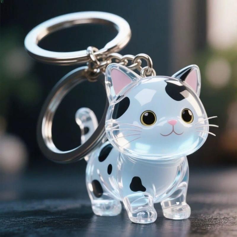 Cute Cat Hair Storage Keychain Bag Pendant Transparent Pet Fur Keepsake Capsule Souvenir Collection Gift Decoration Accessories
