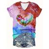 Chic Floral V-Neck Tee - Women's Breathable Short Sleeve Shirt for Spring/Summer Comfort T Shirts