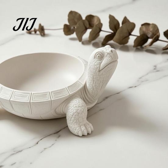 White Resin Animal Figurine 3D Printed Turtle Storage Tray, Decorative Jewelry Tray for Necklaces Rings, Creative Desktop Organizer Living Room