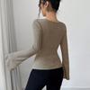 Womens Long Sleeve T-Shirt With Asymmetrical Hem Slim Fit Off-Shoulder Neckline Casual Loose Top Daily Wear