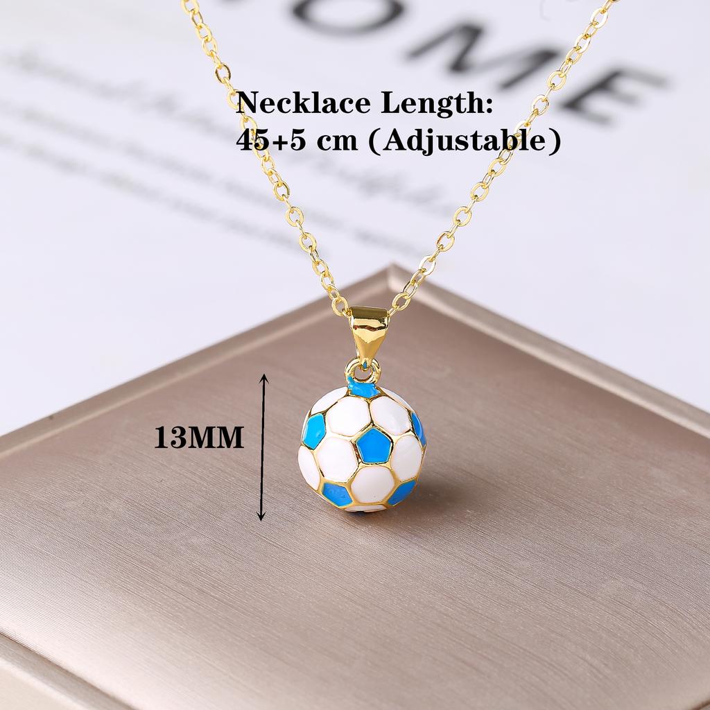 3D Football Necklace Metal Enamel Art Soccer Pendant Necklace for Men's Women's Party Sports Style Jewelry Accessories