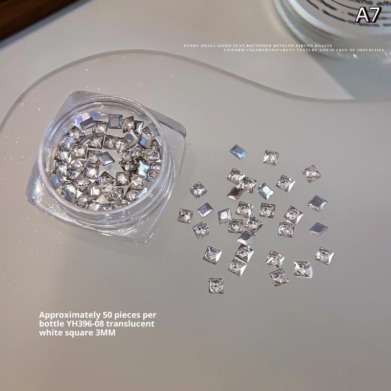 Mixed Zircon Nail Rhinestones Shiny Nail Diamond Flat Nail Gems Glass Stones Nails Decoration Nail Charm Diy Manicure Art