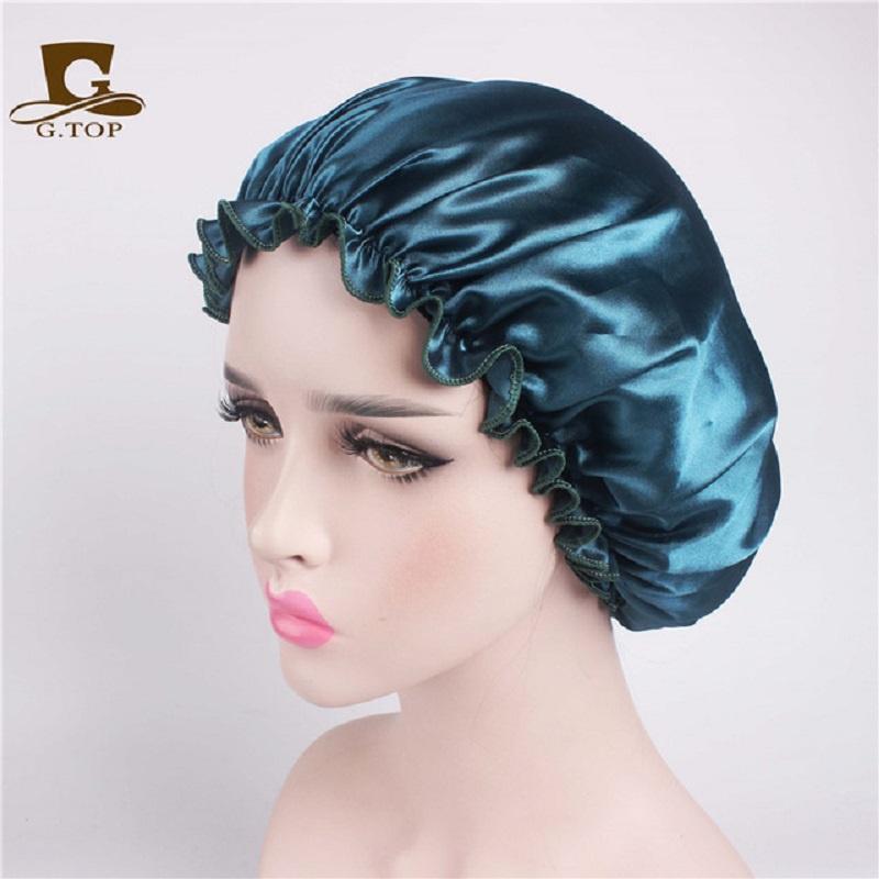 Luxurious Satin Sleep Night Cap For Curly Hair Beauty Salon Head Cover Bonnet Hat