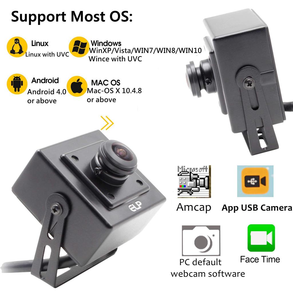 ELP 2MP USB 2MP Full 1080P Wide for Industrial Web Video UVC for and Wide-Angle Webcam, 1080P, HD, Angle, Use, Conferencing, Plug-and-Play Support,