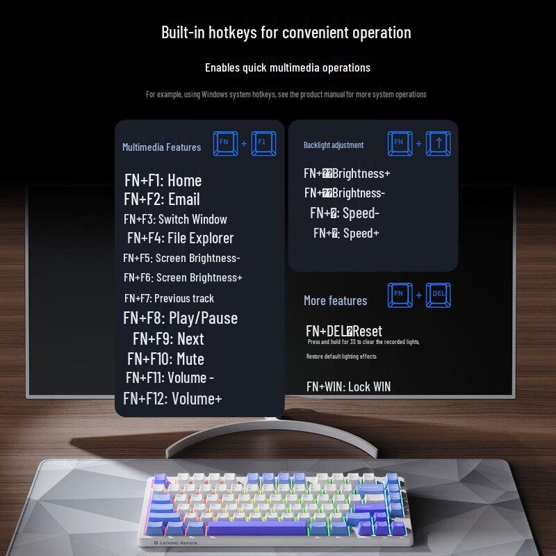 Lenovo GK10 Tri-Mode Hot-Swappable RGB Mechanical Keyboard