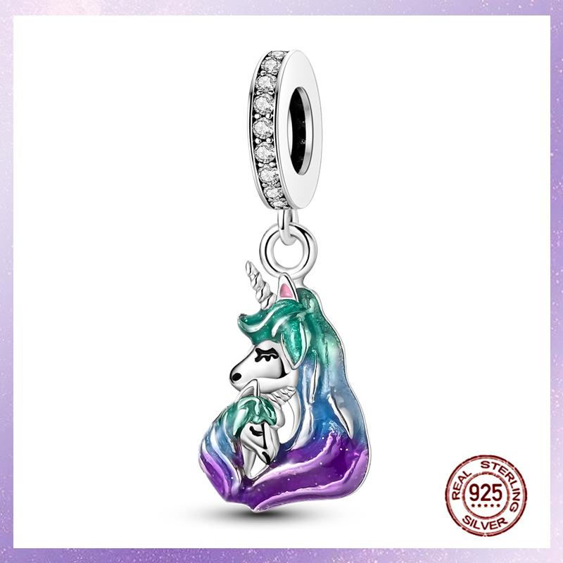 Purple Charms Copper Fit Original Pendant Bracelet Butterfly Glass Heart Feather Clip Charm Dangle Luminous Bead Diy Jewelry