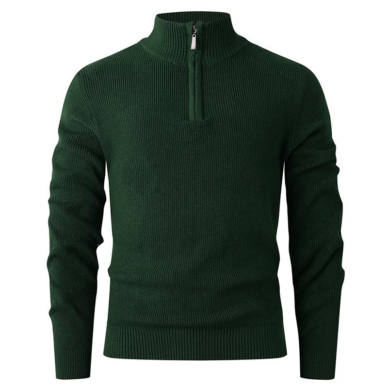 Men s Youthful Casual Knitwear: Warm Half-Zip Sweater Base Layer L