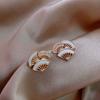 Diamond Fan-Shaped Ginkgo Biloba Stud Earrings Temperament Earrings Women'S Fashion Earrings