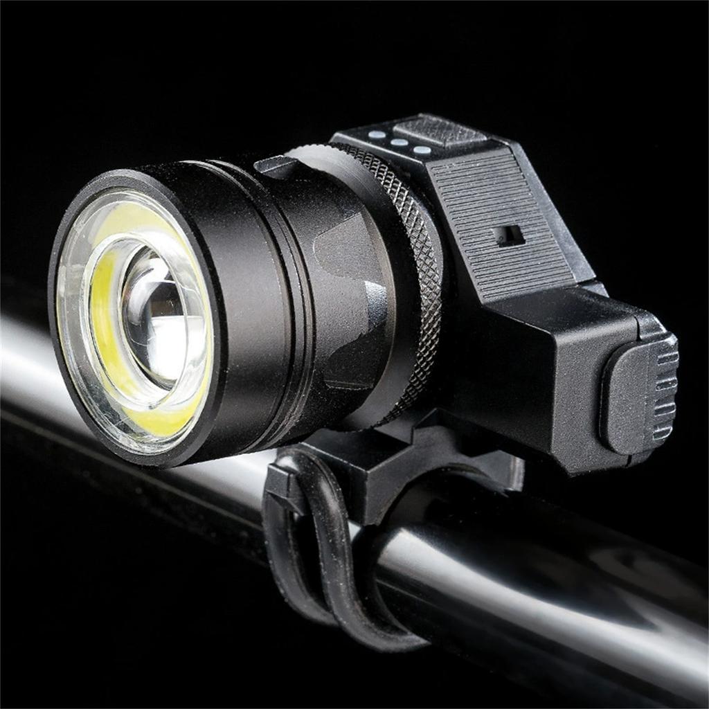 Uppladdningsbar Cykellampa – 300LM Zoom Aluminiumlegering Cykellampa, Avtagbar Framlampa för Säkerhet vid Nattcykling