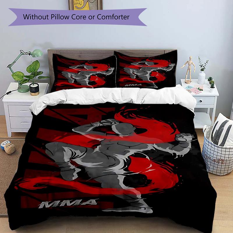 

3pcs MMA Anime Cartoon Design Comforter Set with One Quilt Cover and Two Pillowcases (No Core) - Perfect for Bedroom and Guest Room Decoration, Festiv 135x200cm