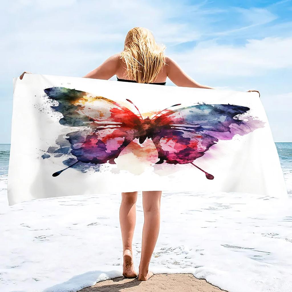 Blue Butterfly Beach Towels Oversized Soft Beach Blanket Absorbent Quick Dry Bath Towels Pool Towels Travel Beach Towel for Kids