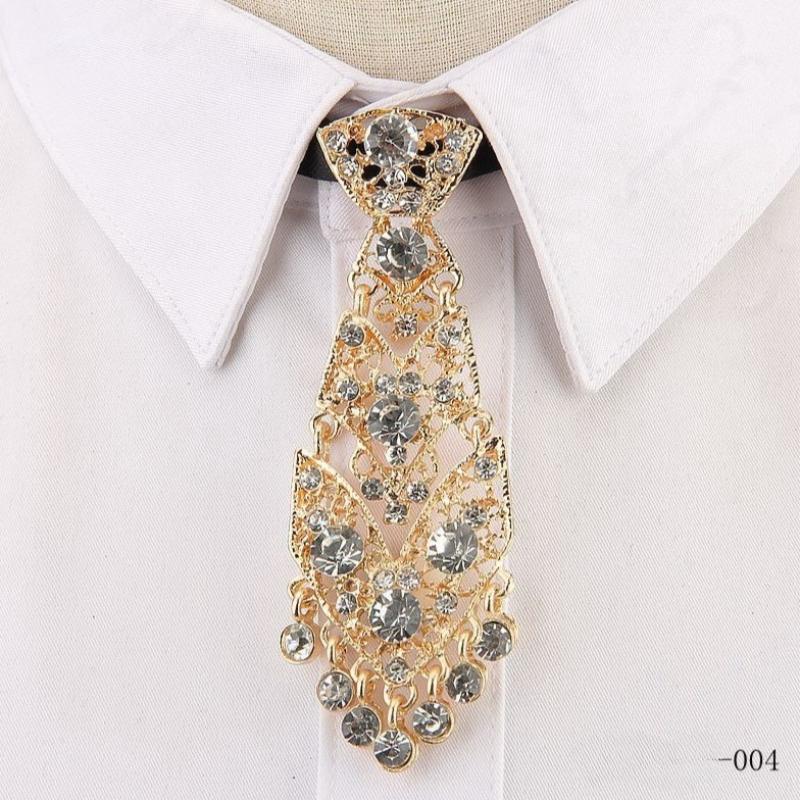 Modny i wyjątkowy, unisexowy, mały krawat w stylu francuskim, wysadzany kryształkami