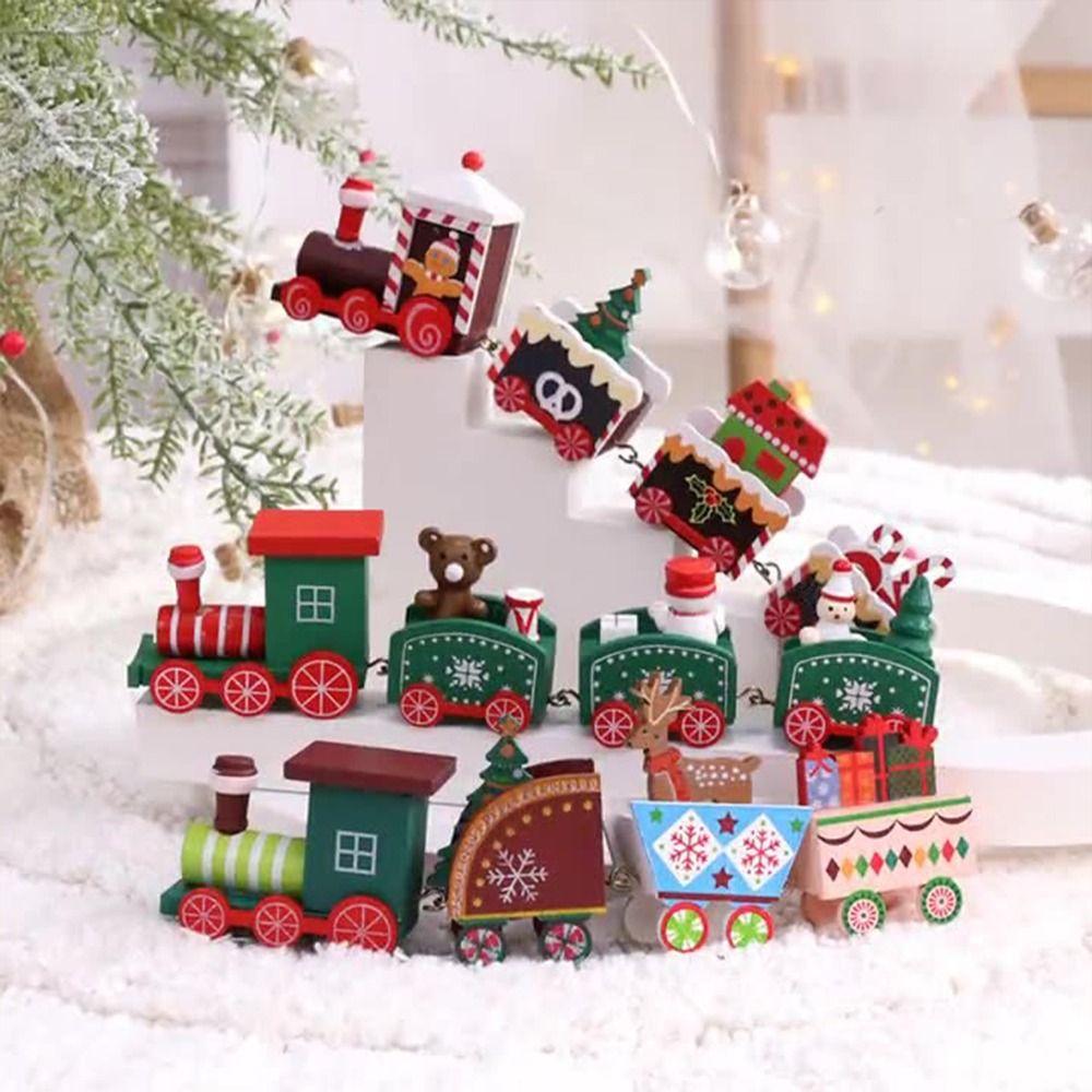 Multicolor Christmas Train Cartoon Animal Mini Christmas Tree Train  Ornament