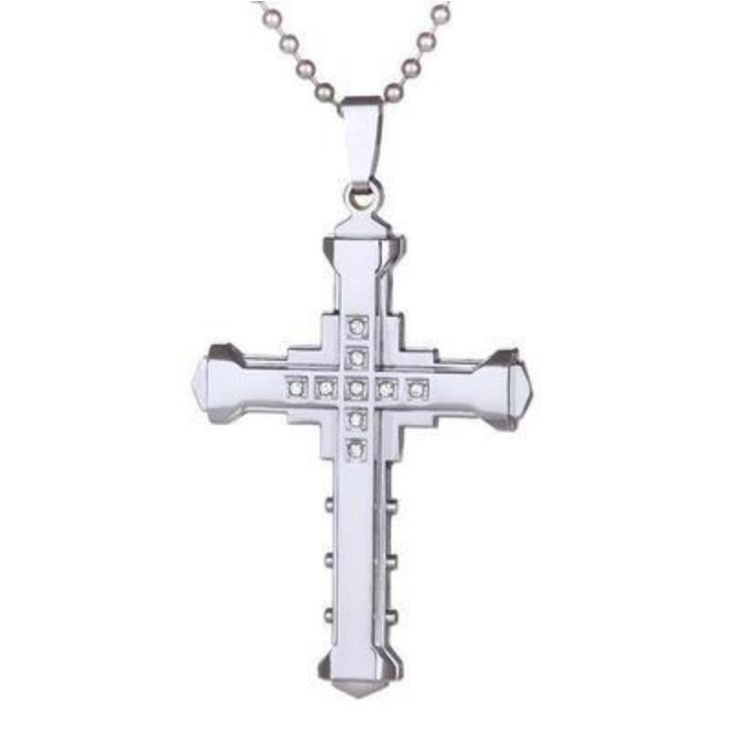 New Dark Knight Men's Necklace Jewelry Diamond Cross Pendant Necklace