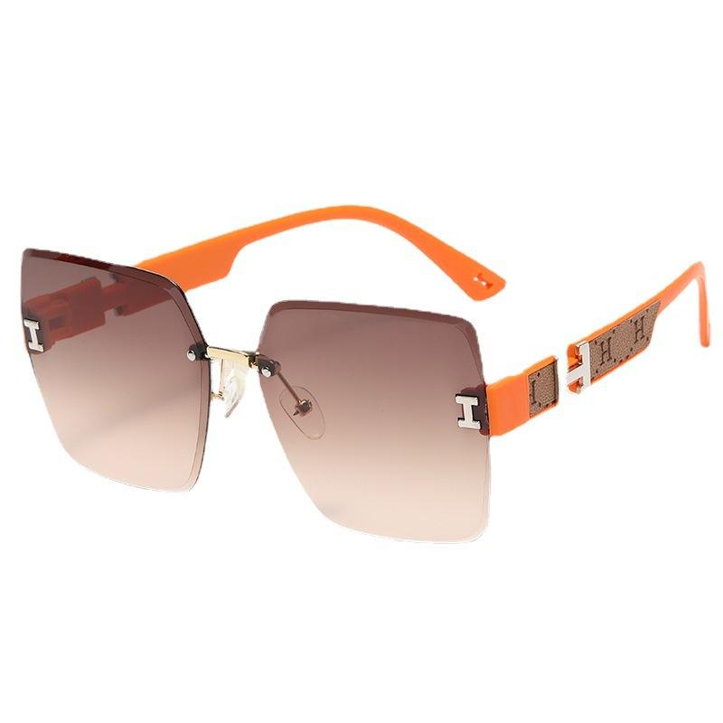 2025 new frameless two-color gradual change high-end women's trend driving sunglasses fashion sunglasses