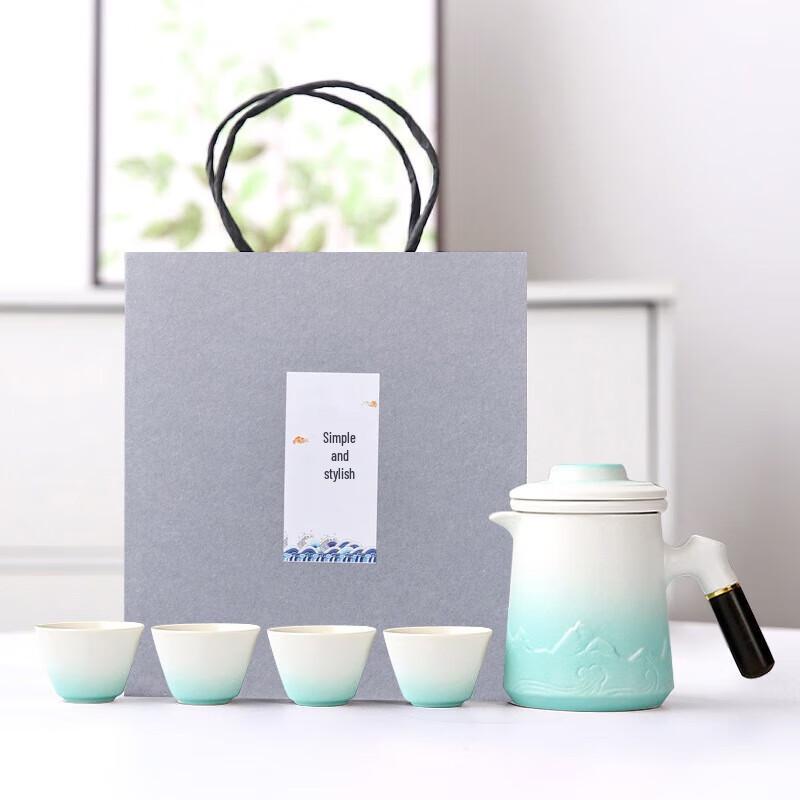 YIXI Portable Black Pottery Gradient Travel Tea Set