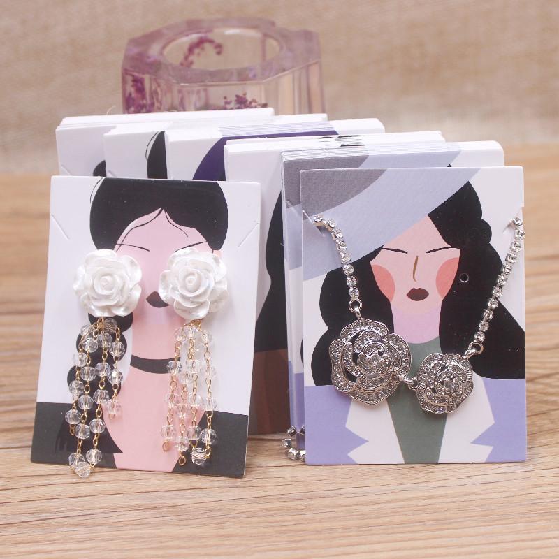 Zerong 50 Stück Schmuckset Verpackungskarte Blumenstil Ohrringe und Halskette Präsentationskarten