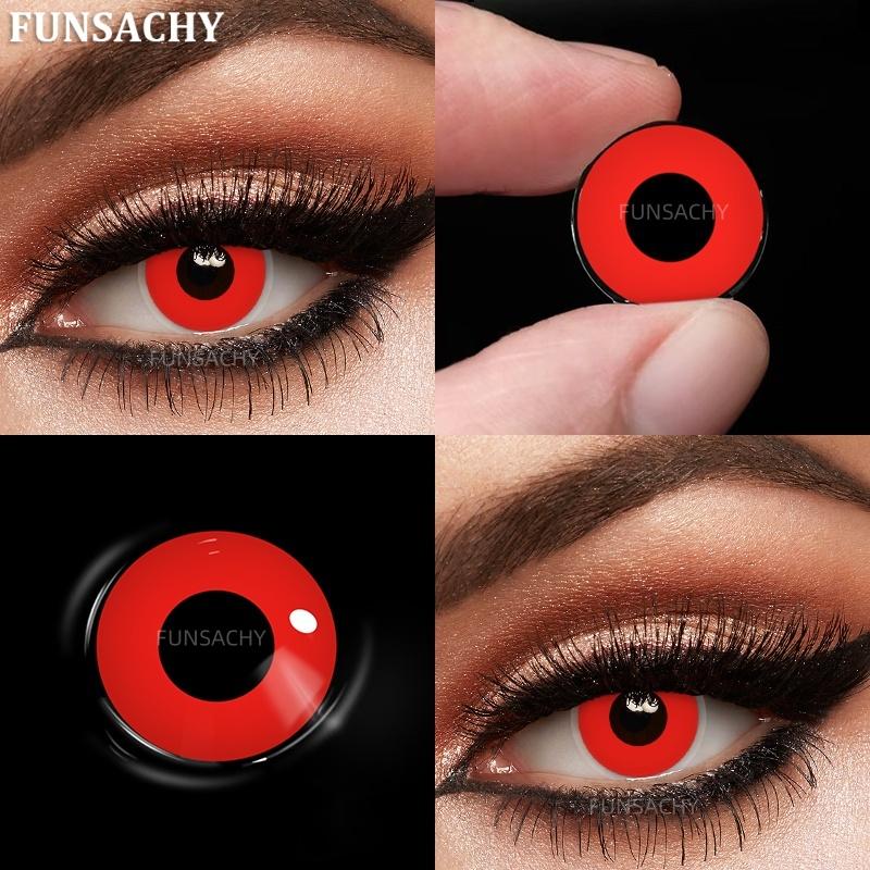FUNSACHY 1 Pair Colored Contact Lenses for Cosplay Red Vampire Cosplay Halloween Party Makeup Softlens Anime Coser Accessories