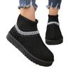 Fashion Warm Knitted Thick Bottom Velvet Snow Boots Women's Fleece Lined Extra Thick Woolen Mouth Snow Boots Winter Round Toe Rubber Sol
