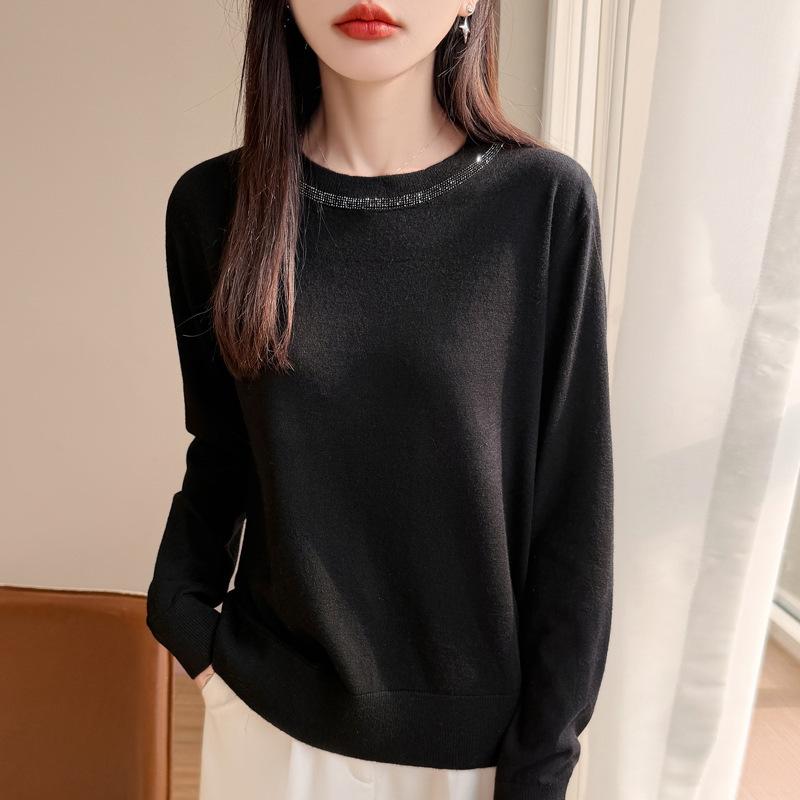 Women S Long Sleeve Crew Neck Knit Sweater Loose Solid Color Pullover Top