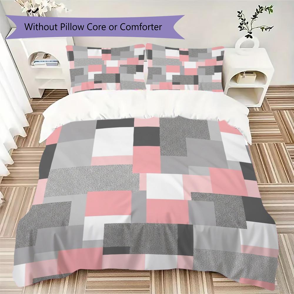 Simple Geometry Pattern Bedding uilt Set uilt Cover Pillowcase Home Decoration Birthday Gift (1 * duvet cover + 2 * pillowcase without core)19