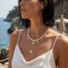 Layered Simulated Pearl Starfish Shell Necklace Summer Beach Boho Choker Jewelry For Women