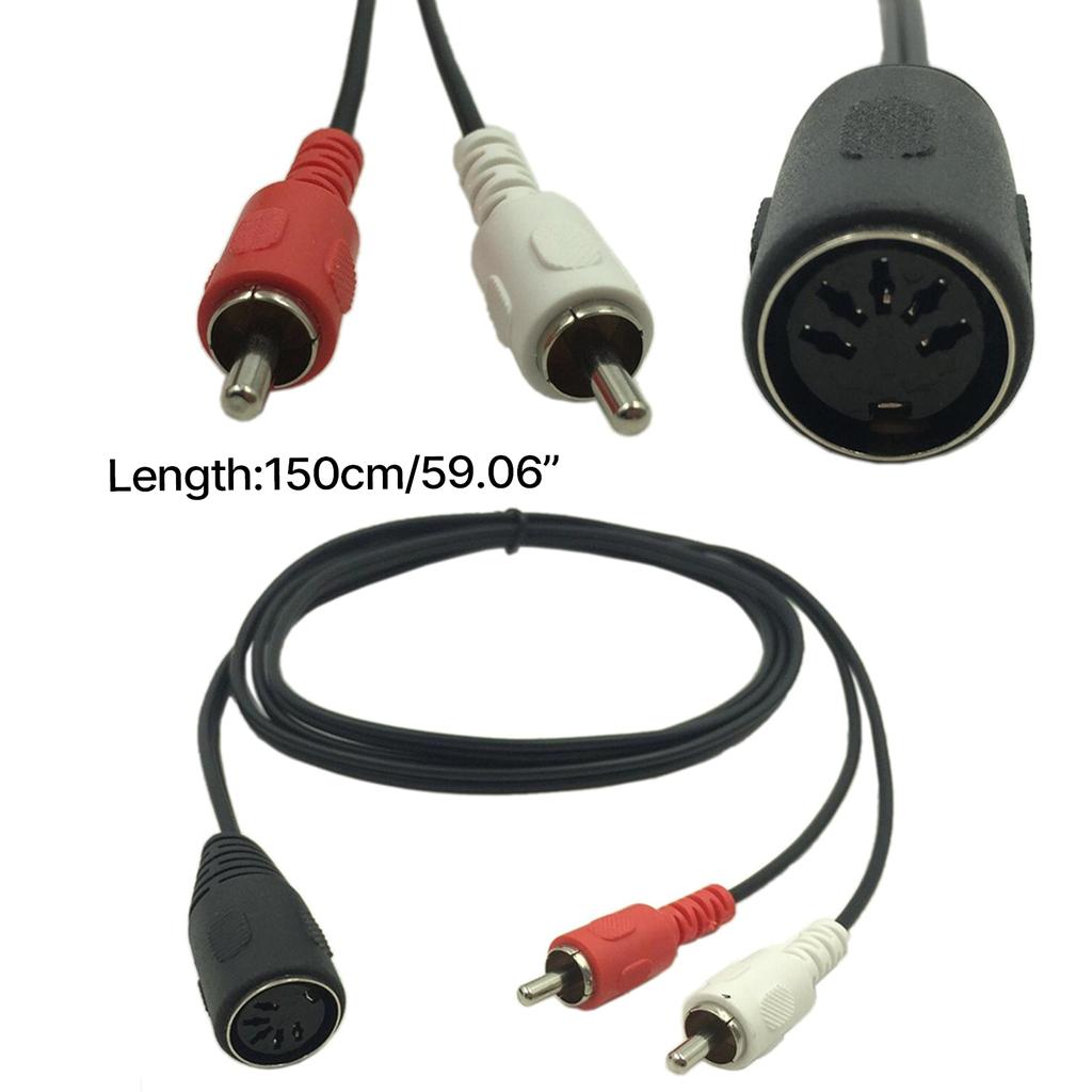 5 Pin Male DinPlug to 2x PhonoMale PlugStereo Cable,1.5M/4.9Ft 5 Pin Din Male to 2 Male Cable